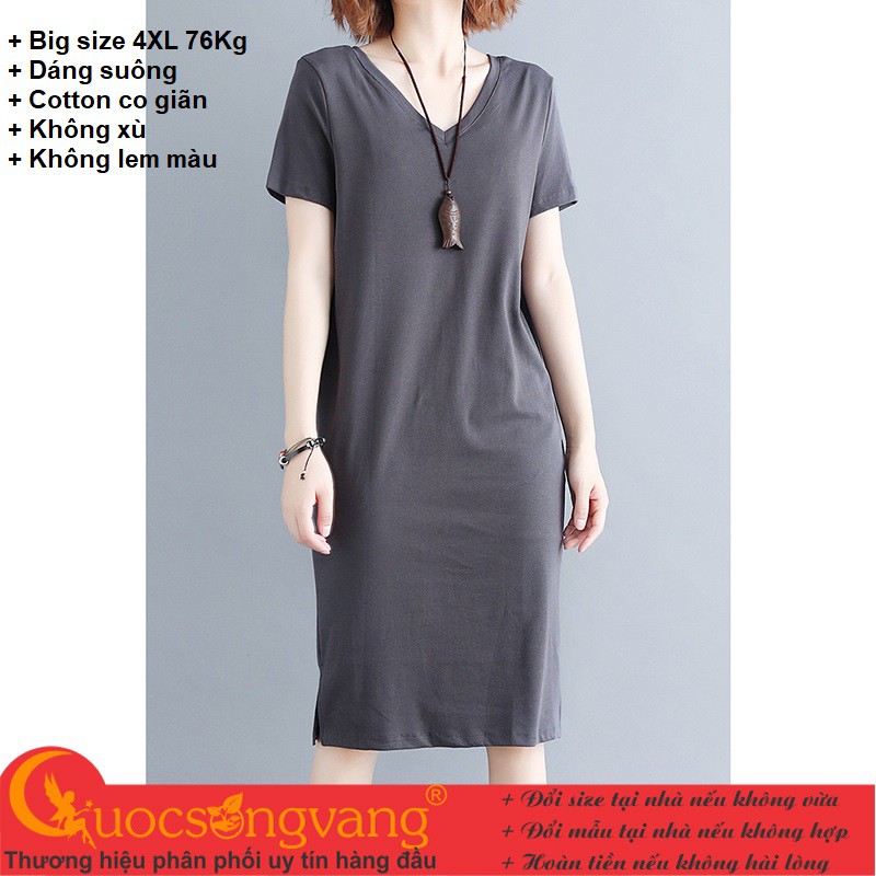 Váy đầm suông big size váy đầm thun cotton co giãn GLV160 | BigBuy360 - bigbuy360.vn