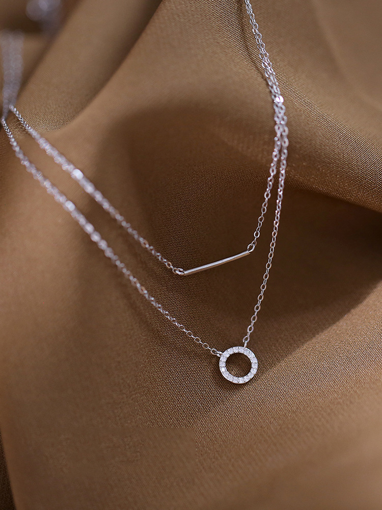 New Double-Layer Simplicity Design Sterling Silver Necklace Female Clavicle Chain Temperament Niche Design Sense Ins Style Pendant