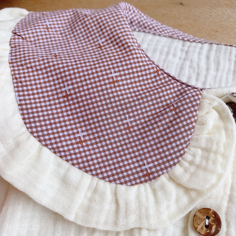 Bộ xô muslin phối caro cho bé gái