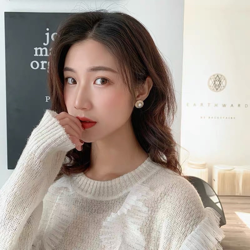 Hoa tai đính hạt xinh phong cách hàn quốc - Maben