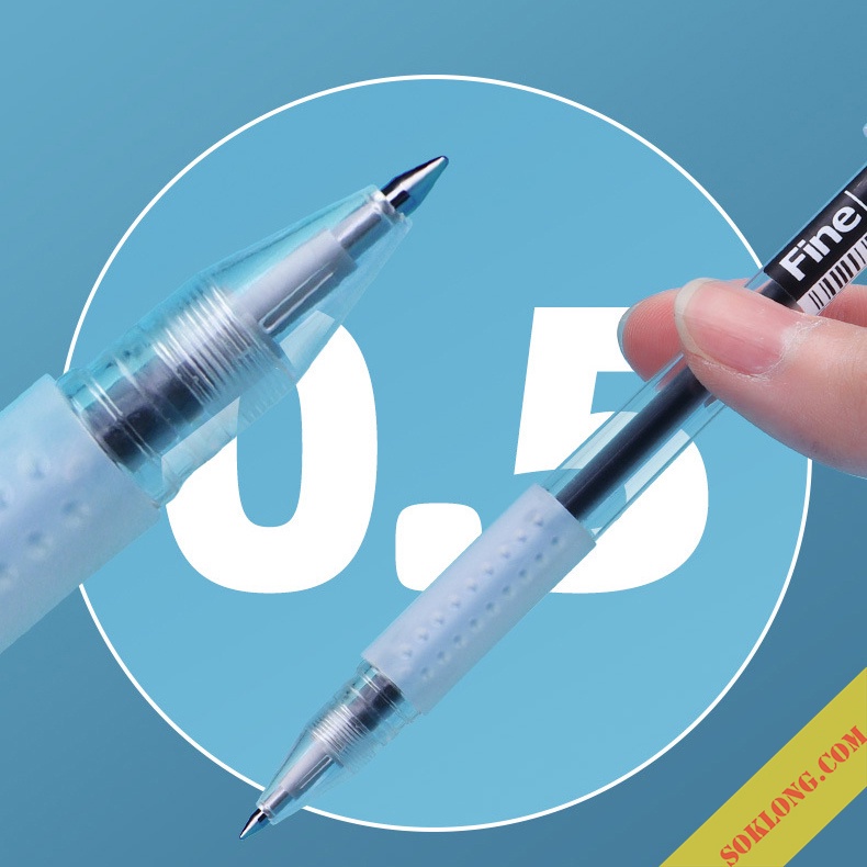 Bút mực gel nét 0.5mm Fine màu trong suốt Baoke B32, cây viết có ruột thay refill tiết kiệm tiện lợi