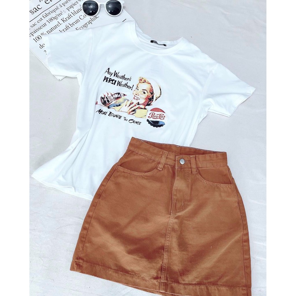 ST012_Set chân váy kaki phối áo thun❤️CHIBEST | BigBuy360 - bigbuy360.vn