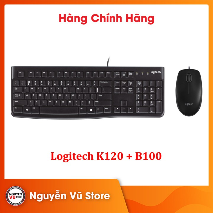 Bộ bàn phím Logitech K120 + chuột Logitech B100- Hàng Chính Hãng