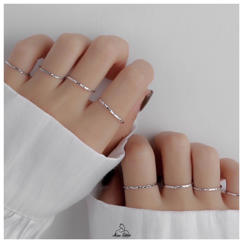 Nhẫn bạc nữ Miuu Silver, nhẫn trơn bạc 925 Midi Diamond Ring