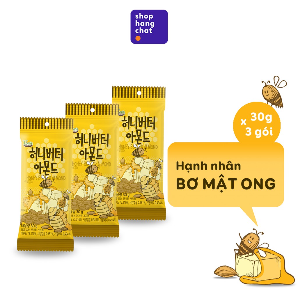 Combo 3 gói Hạt Hạnh Nhân Tẩm Vị Hàn Quốc Tom's Farm 30G