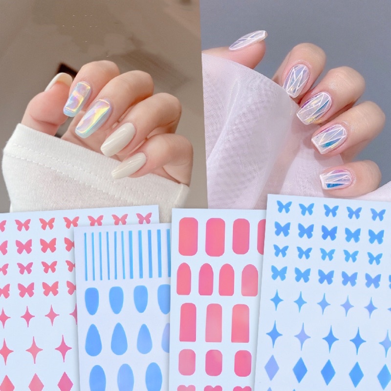 sticker 3d dạ quang dán móng tay nail