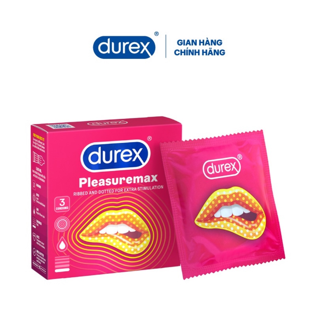 Bao cao su gân gai Durex Pleasuremax hộp 3 bao-The Love Store