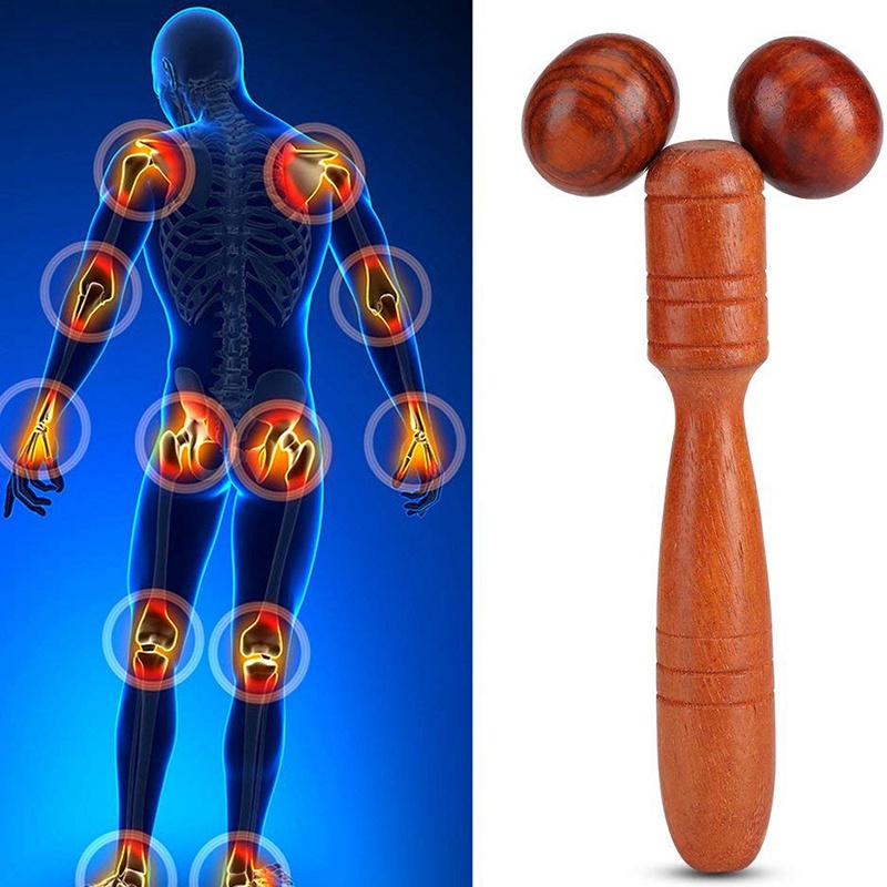 Dụng Cụ Lăn Mát Xa Bằng Gỗ Màu Đỏ Cho Cơ Thể / Mặt / Lưng / Chân