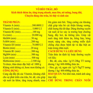 VỖ BÉO TRÂU, BÒ gói 1kg