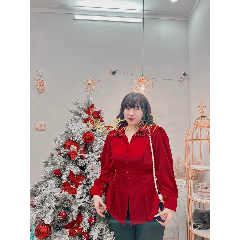 (TÁO ĐỎ BIGSIZE 55-90KG) Siêu phẩm áo sơ mi lụa khuy bọc xẻ tà cột nơ lưng tay dài A28 ( ảnh thật shop chụp 100%)