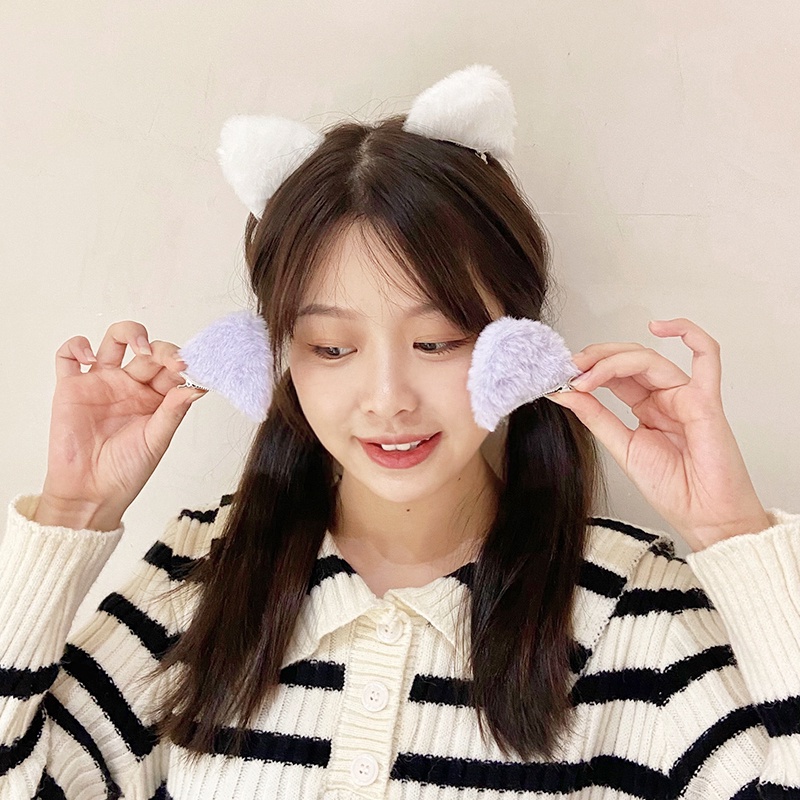 Kẹp tóc hình tai mèo màu sắc ngọt ngào phong cách Hàn Quốc cho nữ