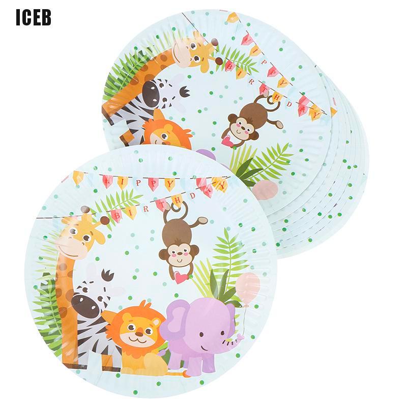 Set 10 Đĩa Giấy Dùng Một Lần Họa Tiết Động Vật Đáng Yêu