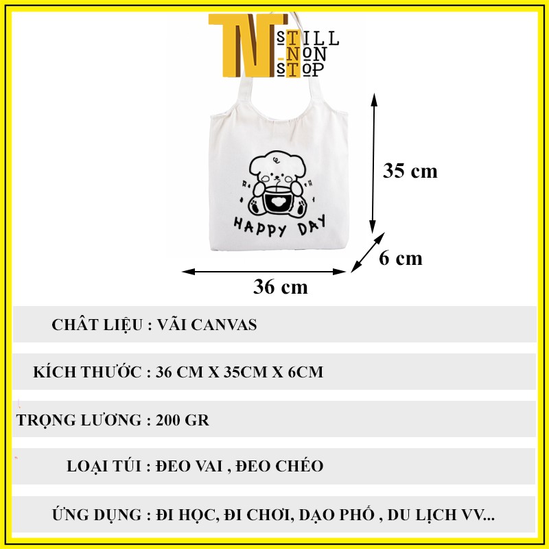 Túi tote đeo vai đeo chéo túi  vải canvas giá rẻ đẹp đi học ULZZANG XUONGMAITNT N4