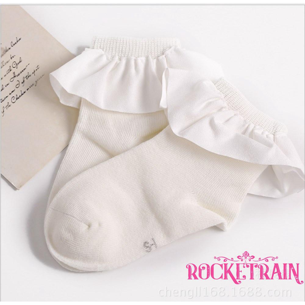 Vớ cotton phối ren chống trượt cho bé gái