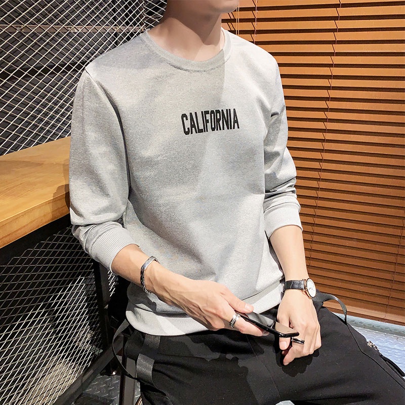 Áo Sweater Nam Dài Tay Cổ Tròn Kiểu Hàn Quốc Trẻ Trung