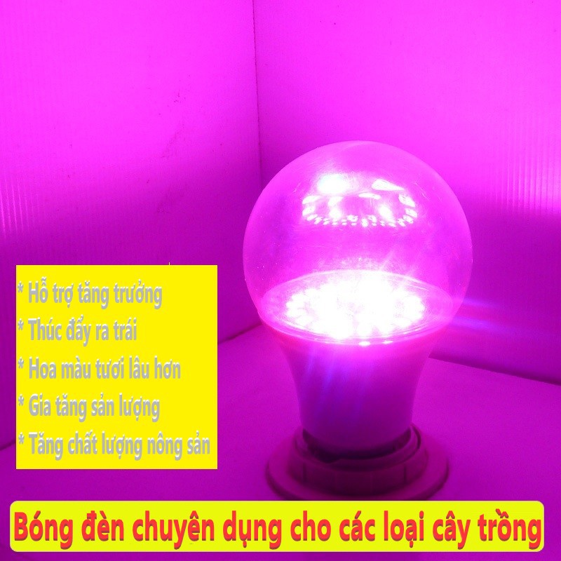 Đèn quang hợp cho cây trồng - LED công suất 9W đủ quang phổ cho các giai đoạn phát triển (nhựa cao cấp - BH 2 năm)