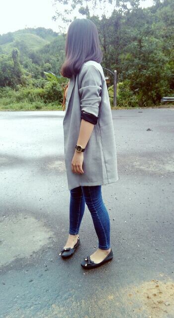 Áo blazer nữ xám phối đen - Gray vest | BigBuy360 - bigbuy360.vn