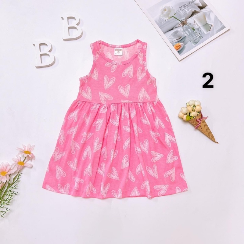 Váy thun hè cotton sát nách VNXK bé gái