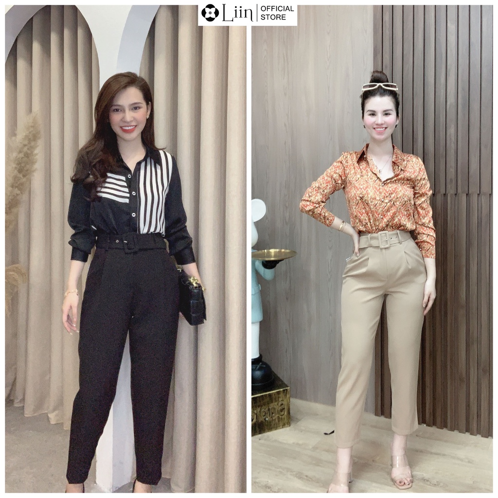Quần Baggy nữ basic Kèm Đai form dáng công sở trẻ trung, thanh lịch Liin Clothing Q3197