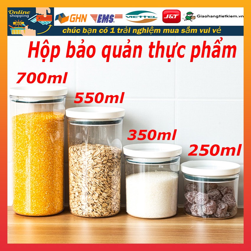 Lọ kín.Hộp bảo quản thực phẩm.hộp thực phẩm tròn.Lọ đựng thực phẩm.Lọ nhựa trong suốt nắp kín đựng thực phẩm trong