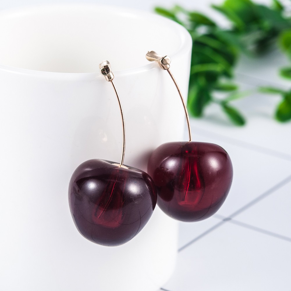 Bông Tai Hình Quả Cherry Đỏ Thanh Lịch Cho Nữ
