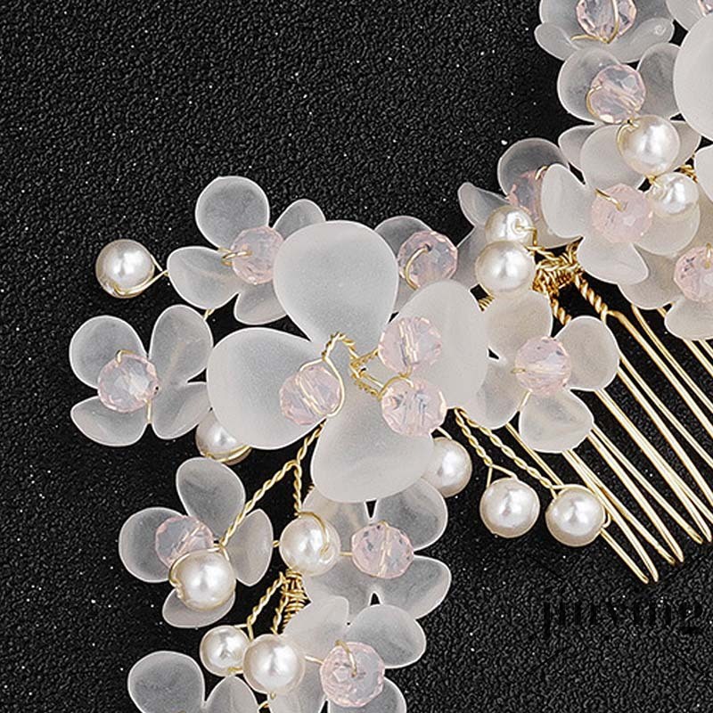 GETNOIVAS Lược cài tóc hợp kim đính hoa giả thanh lịch phong cách Hàn Quốc cho cô dâu