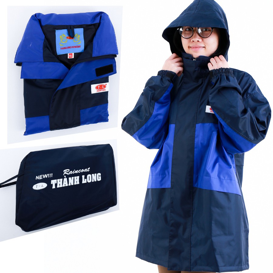 Áo Mưa Bộ KIM CƯƠNG Thời Trang 2 Lớp Siêu Chống Thấm Phối Màu Thời Trang Mũ Có Thể Tháo Rời