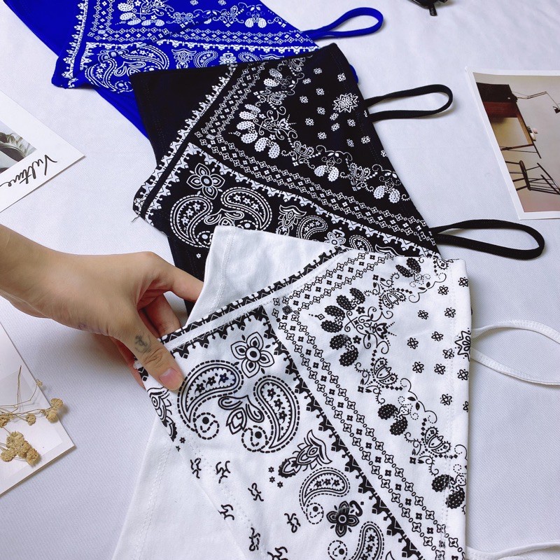 Áo Croptop Ống Khăn Bandana 2 Dây In Họa Tiết Thổ Cẩm A5125