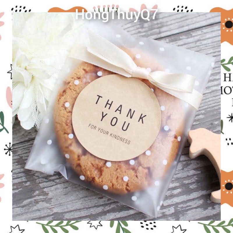 Túi chấm bi đựng bánh kẹo, quà tặng 7x7+3, 10x10+3cm, 14x14+3cm /1.14/- HongThuyQ7