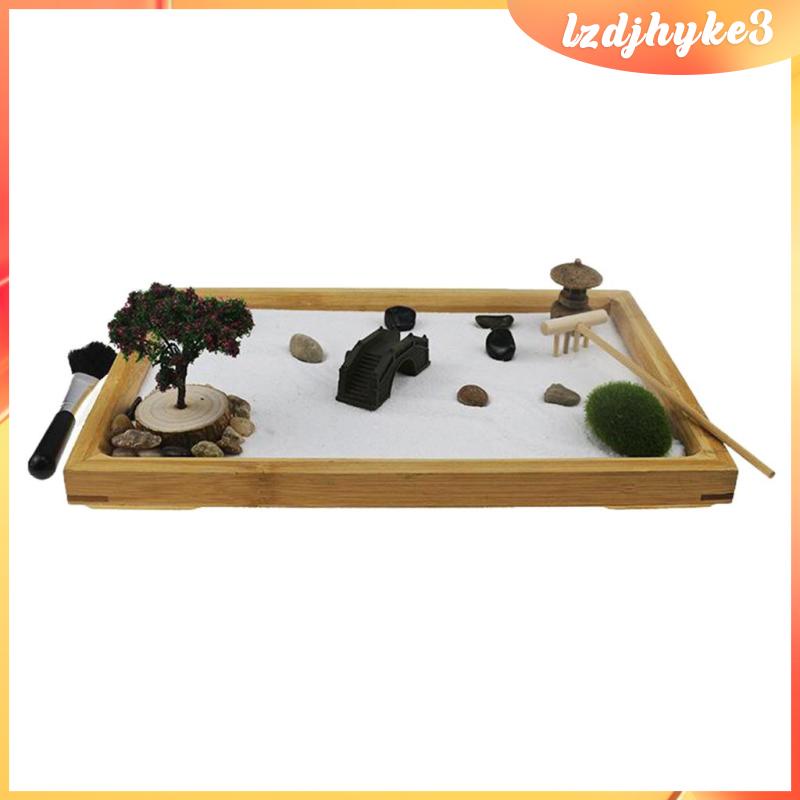 Bộ Dụng Cụ Làm Vườn Gồm Đá Và Khay Tre Mini lzdjhyke3