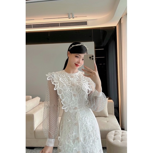 Váy ren tay lưới