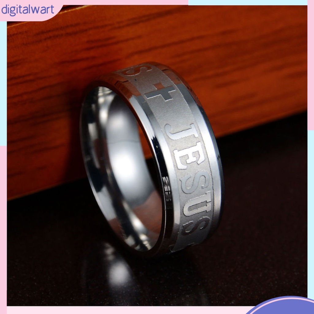 Nhẫn inox khắc chữ Jesus và chữ thập thời trang cho nam nữ