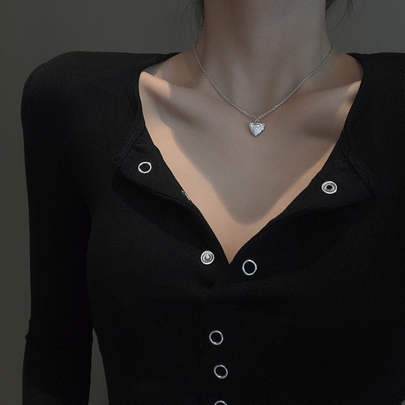 Flgo Vòng Cổ Choker Một Lớp Hình Trái Tim Màu Bạc Thời Trang Làm Quà Tặng Sinh Nhật Cho Bạn Gái Và Bé Gái