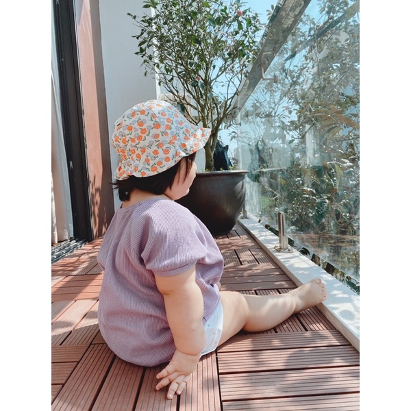 Mũ chống nắng hàn quốc cho bé 2 lớp cotton siêu thoáng mát Sambu, Nón vải cho bé gái 2 mặt hoa nhí đáng yêu