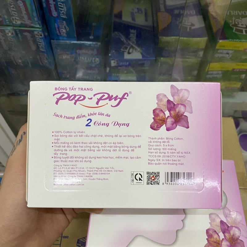 Bông tẩy trang Pop-Puf hộp 100 miếng