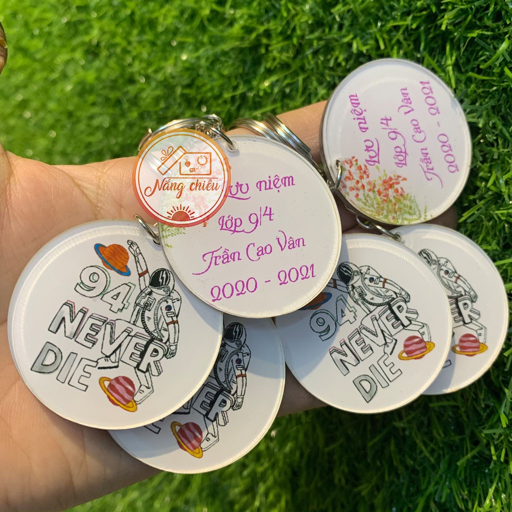 Móc khoá Mica 2 mặt in hình theo yêu cầu _ móc khóa logo thương hiệu