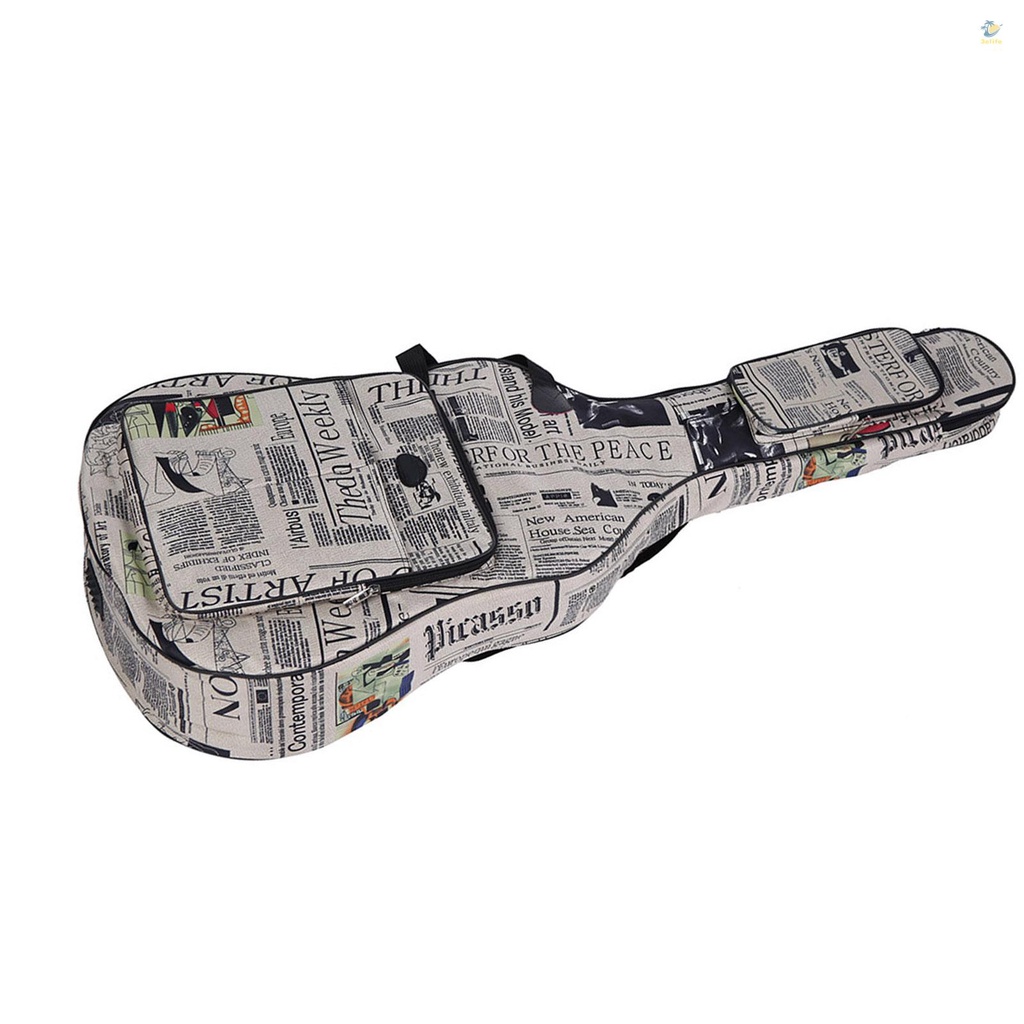 Túi Đựng Đàn Guitar Bằng Vải Oxford Chống Thấm Nước 600D Có Dây Đeo Họa Tiết Báo Báo 40Inch