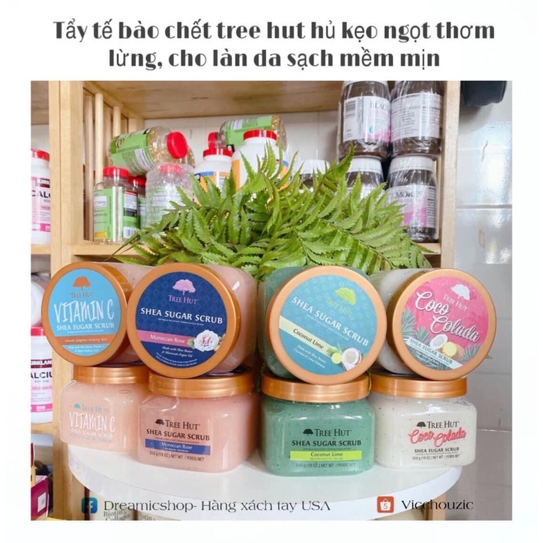 Tẩy Tế Bào Chết Toàn Thân Tree Hut Shea Sugar Scrub (510g) - Da Mềm Sáng Mịn, Sạch Mụn Mờ Thâm, Thơm Ngát