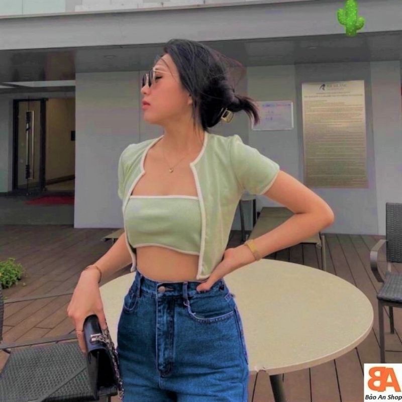 Sét áo gân viên áo ống (sét 2 món) | BigBuy360 - bigbuy360.vn