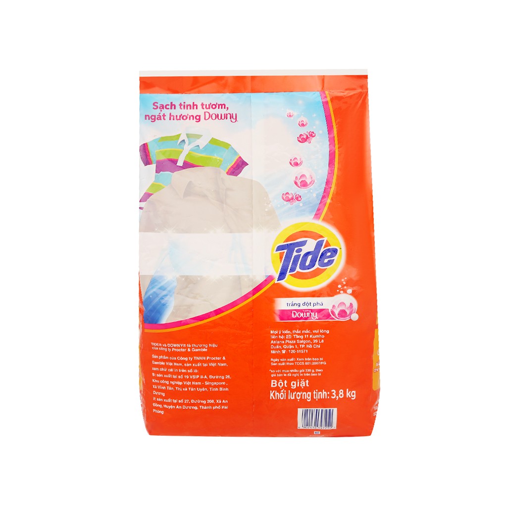 Bột giặt Tide trắng đột phá hương Downy 3.8kg