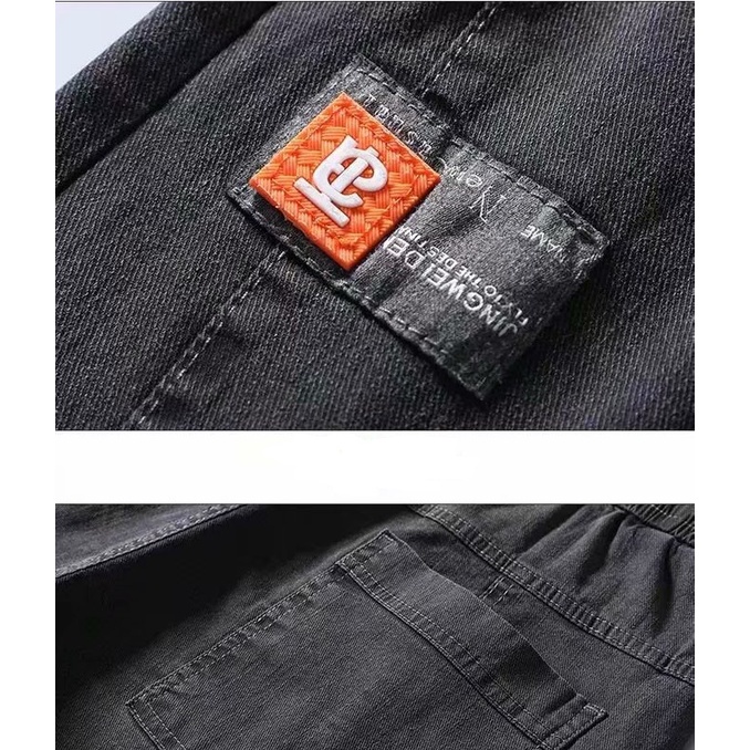 Quần Jeans Jogger nam màu đen logo thêu bó gấu lưng chun 745w 2021 pon.mens | BigBuy360 - bigbuy360.vn