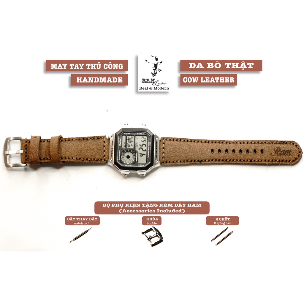 Dây đồng hồ RAM Leather vintage DW Daniel Wellington da bò thật - Chính hãng RAM Leather