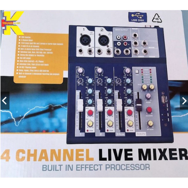 MIXER F4 USB CÓ BLUETOOTH KẾT HỢP AMPLY HÁT KARAOKE, GHI ÂM, LIVSTREAM CỰC HAY