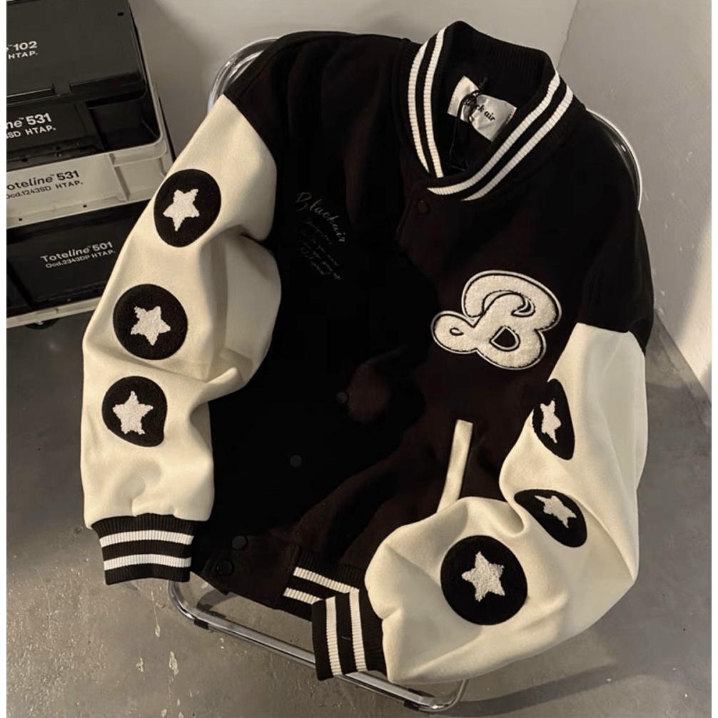 Áo Khoác Bomber Unisex Chất Kaki Dày Dặn in Chữ B Lớn Và Bánh Hamberger Form Chuẩn Mặc Đẹp [New Unisex]