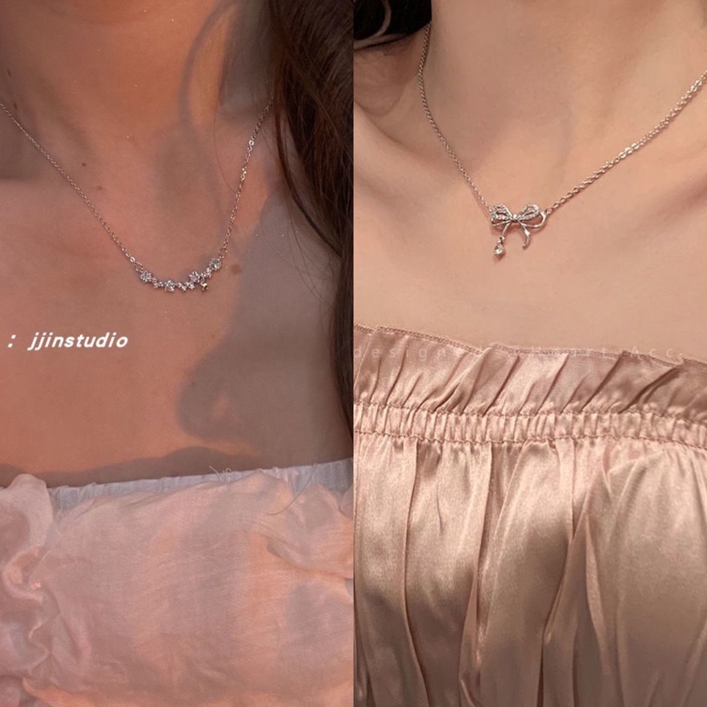 Vòng Cổ choker Mặt Hoa Đính Đá zircon Phong Cách Hàn Quốc Sang Trọng