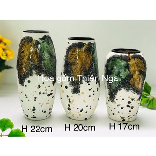 Combo 3 lọ hoa gốm men khô Bát Tràng