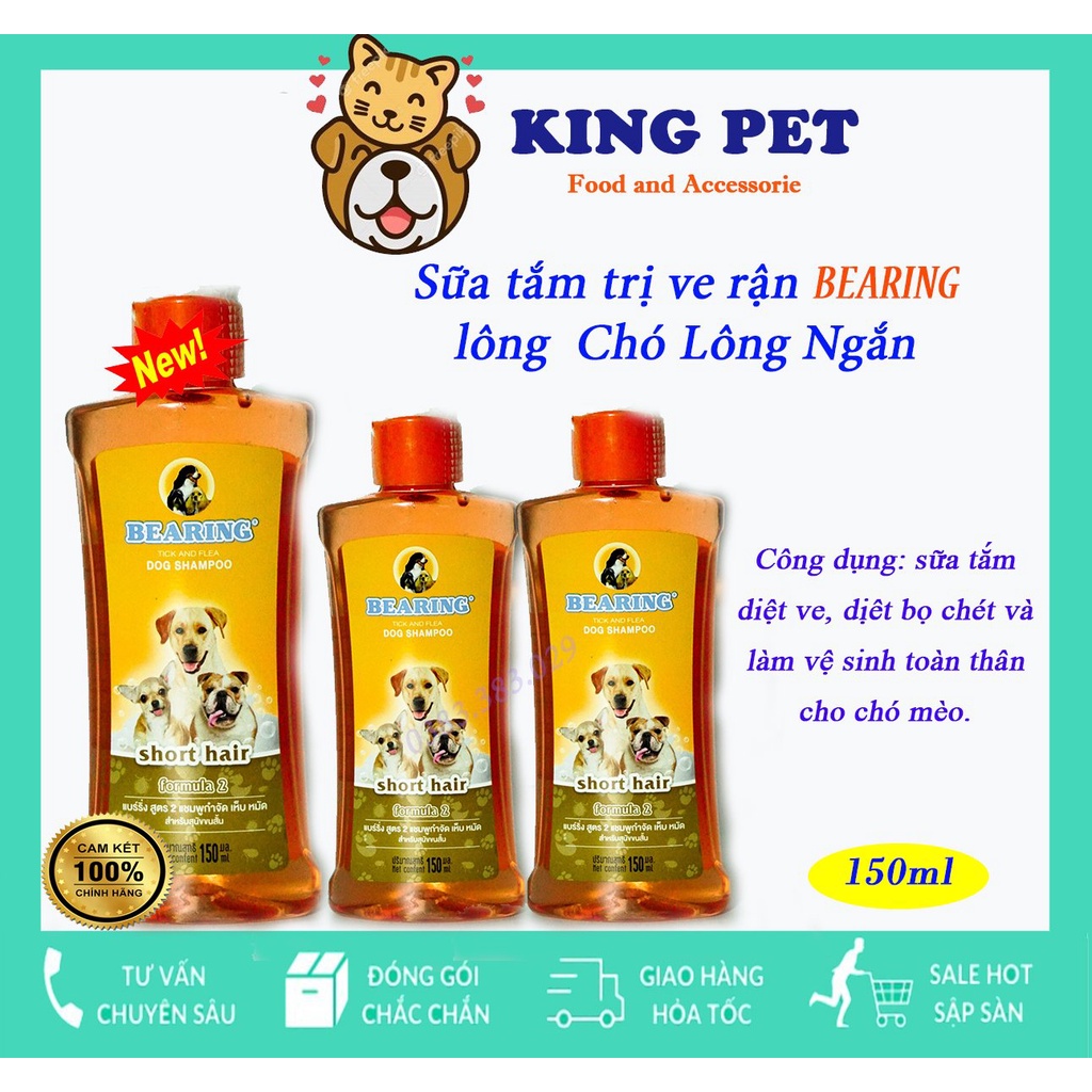 Sữa Tắm Diệt Ve Rận Bọ Chét Khử Mùi Cho Chó Bearing 150ml