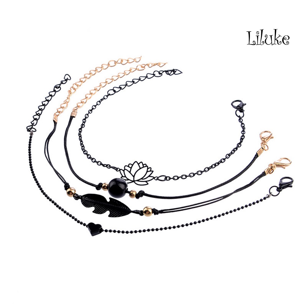 Bộ 4 Vòng Tay Hợp Kim Trang Trí Ngọc Trai Giả Xinh Xắn Cho Nữ