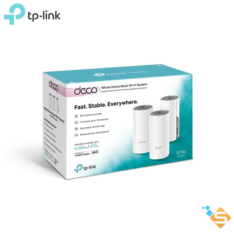 Bộ Phát Wi-Fi Mesh TP-LINK Deco E4 3-pack AC1200 Tốc Độ 1167 Mbps - Bảo Hành Chính Hãng 24 Tháng