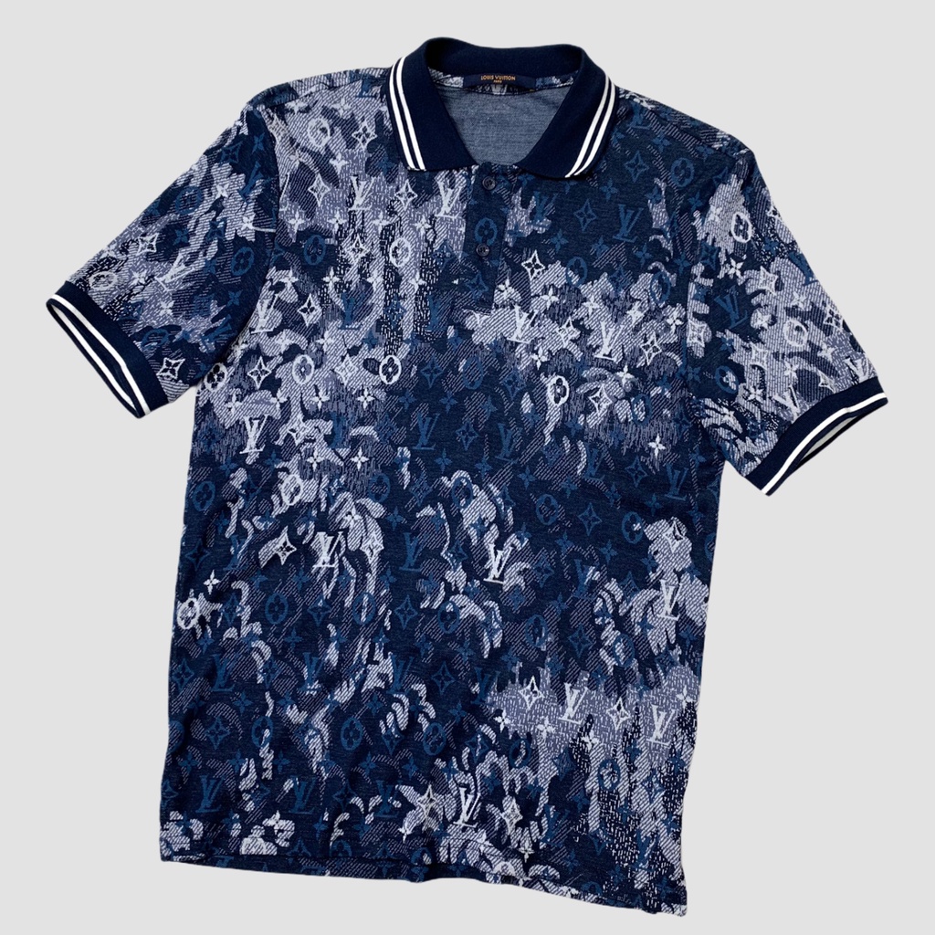 Áo polo nam form rộng cổ bẻ họa tiết Lv in chìm chất liệu cotton cao cấp LVLOANG